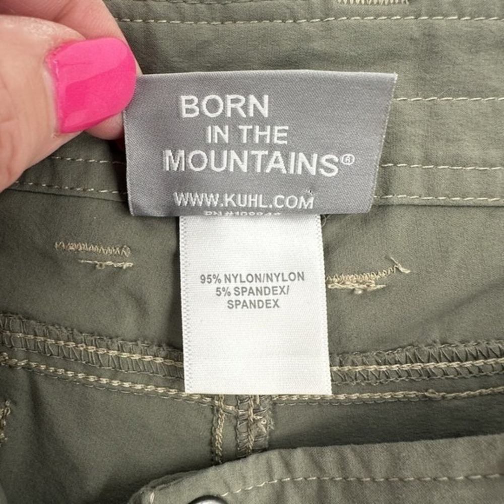 Kuhl Womens Olive Green Cargo Hiking Shorts Size 4 Stretchy Outdoor Utility Hike - Picture 5 of 7